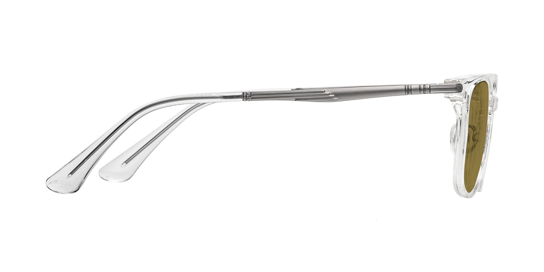 Side of Tiwari in Clear/Silver with Brown Polarized Lenses