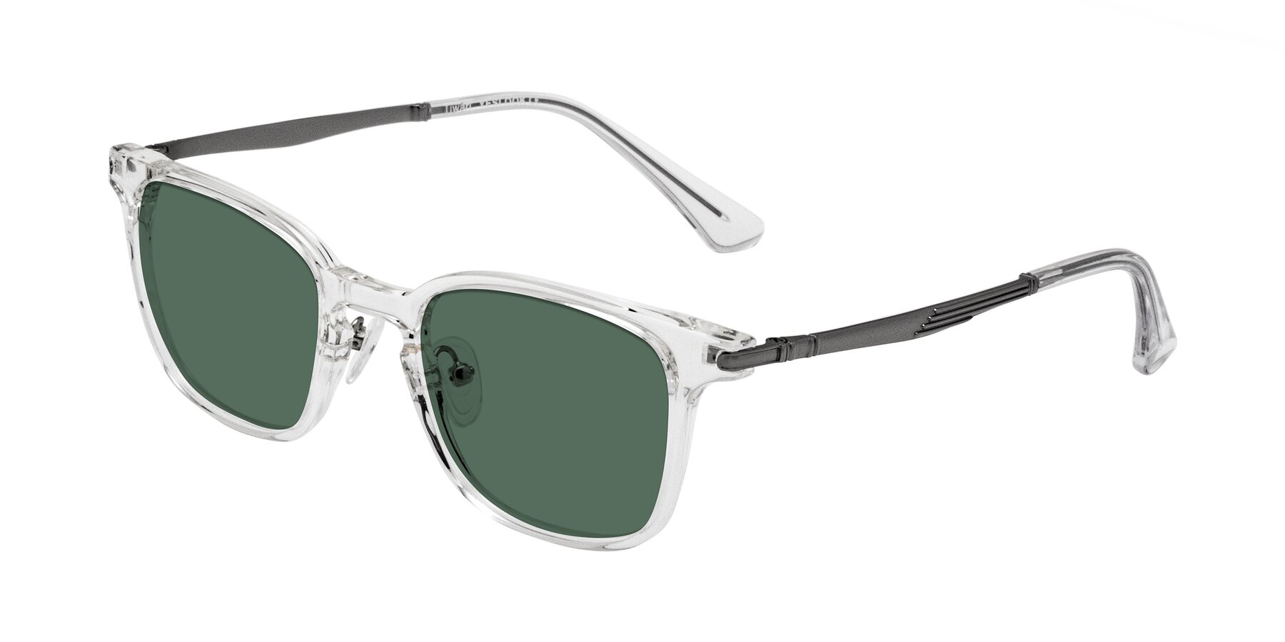 Angle of Tiwari in Clear/Silver with Green Polarized Lenses