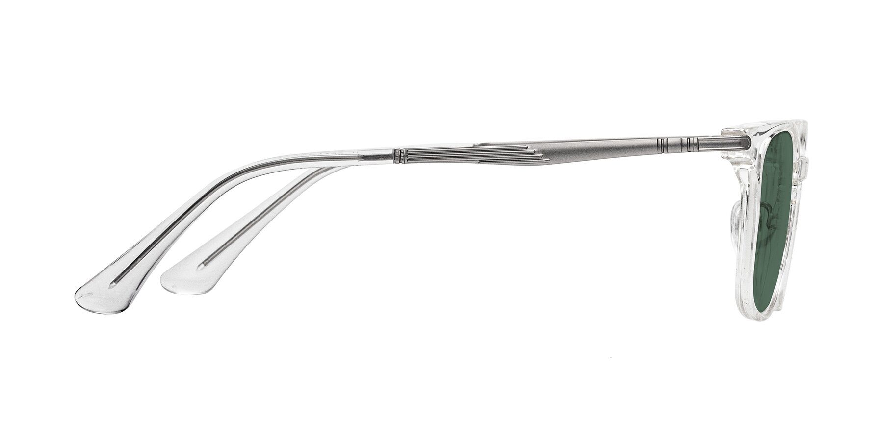 Side of Tiwari in Clear/Silver with Green Polarized Lenses