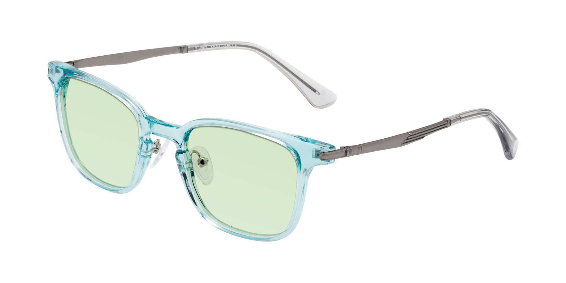 Angle of Tiwari in Clear Blue/Silver with Light Green Tinted Lenses