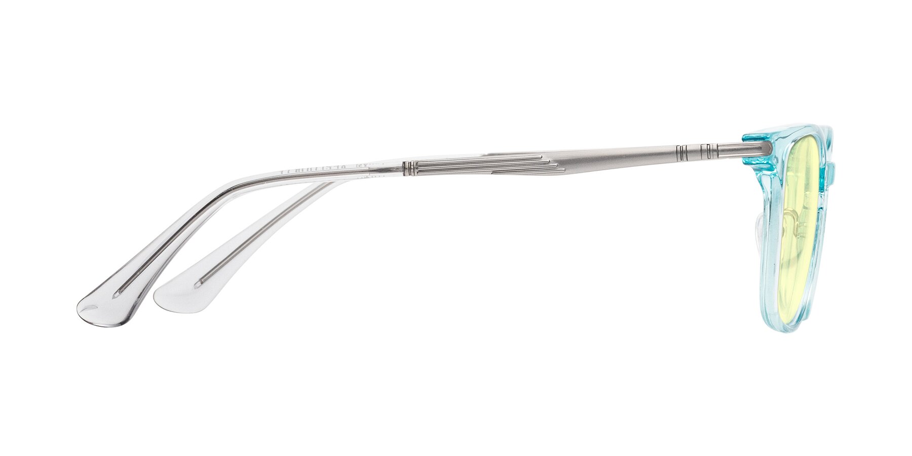 Side of Tiwari in Clear Blue/Silver with Light Yellow Tinted Lenses