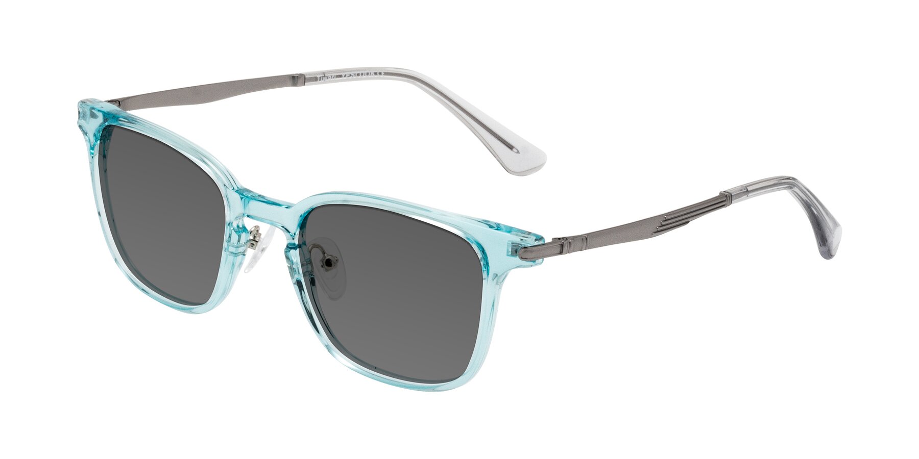 Angle of Tiwari in Clear Blue/Silver with Medium Gray Tinted Lenses