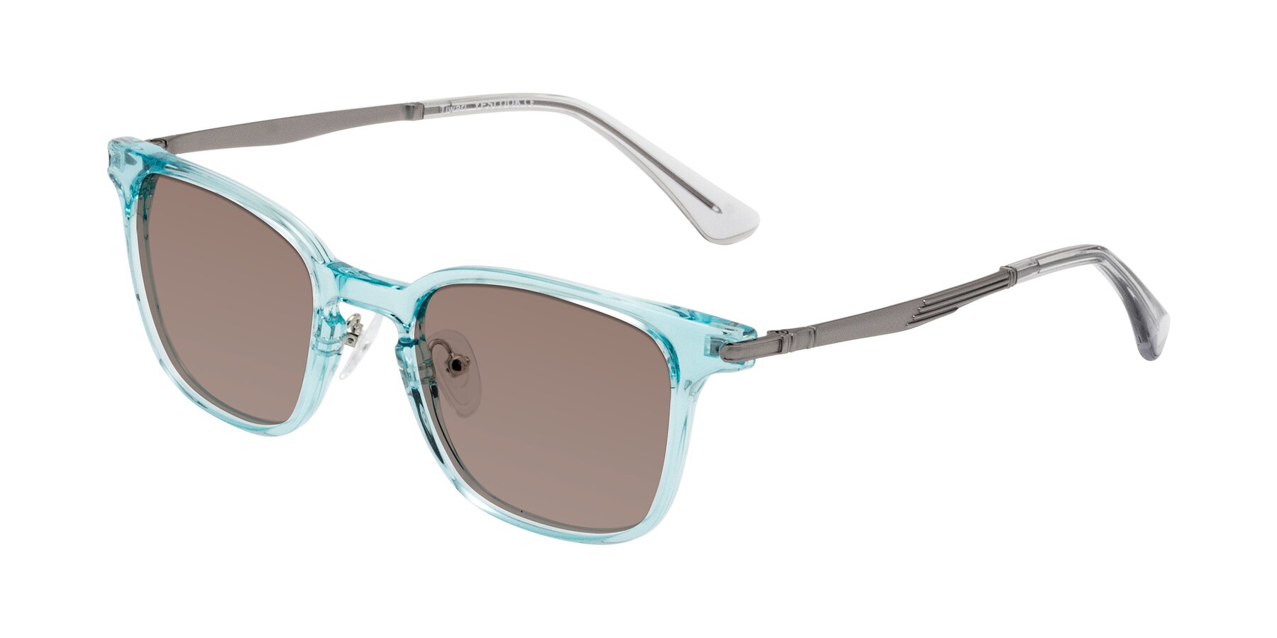 Angle of Tiwari in Clear Blue/Silver with Medium Brown Tinted Lenses