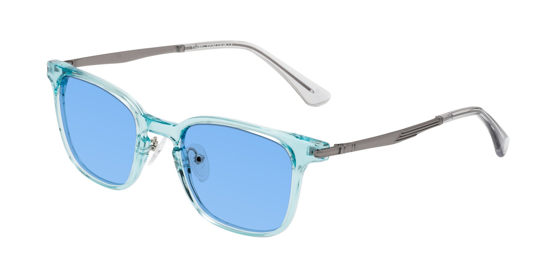 Angle of Tiwari in Clear Blue/Silver with Medium Blue Tinted Lenses