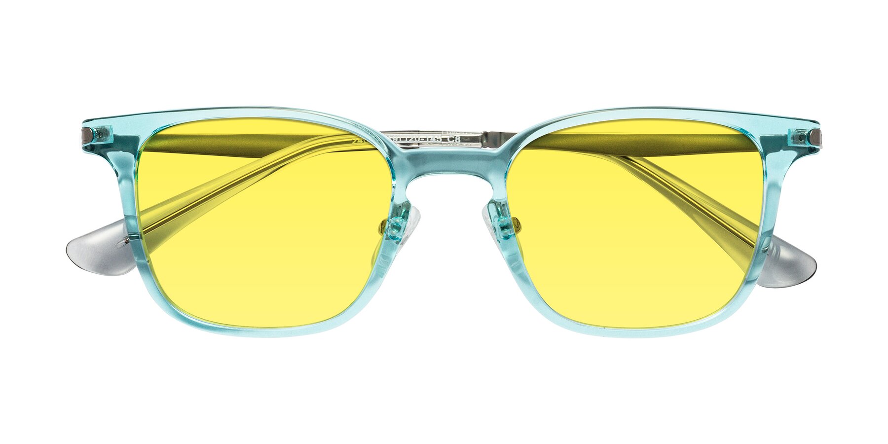 Folded Front of Tiwari in Clear Blue/Silver with Medium Yellow Tinted Lenses