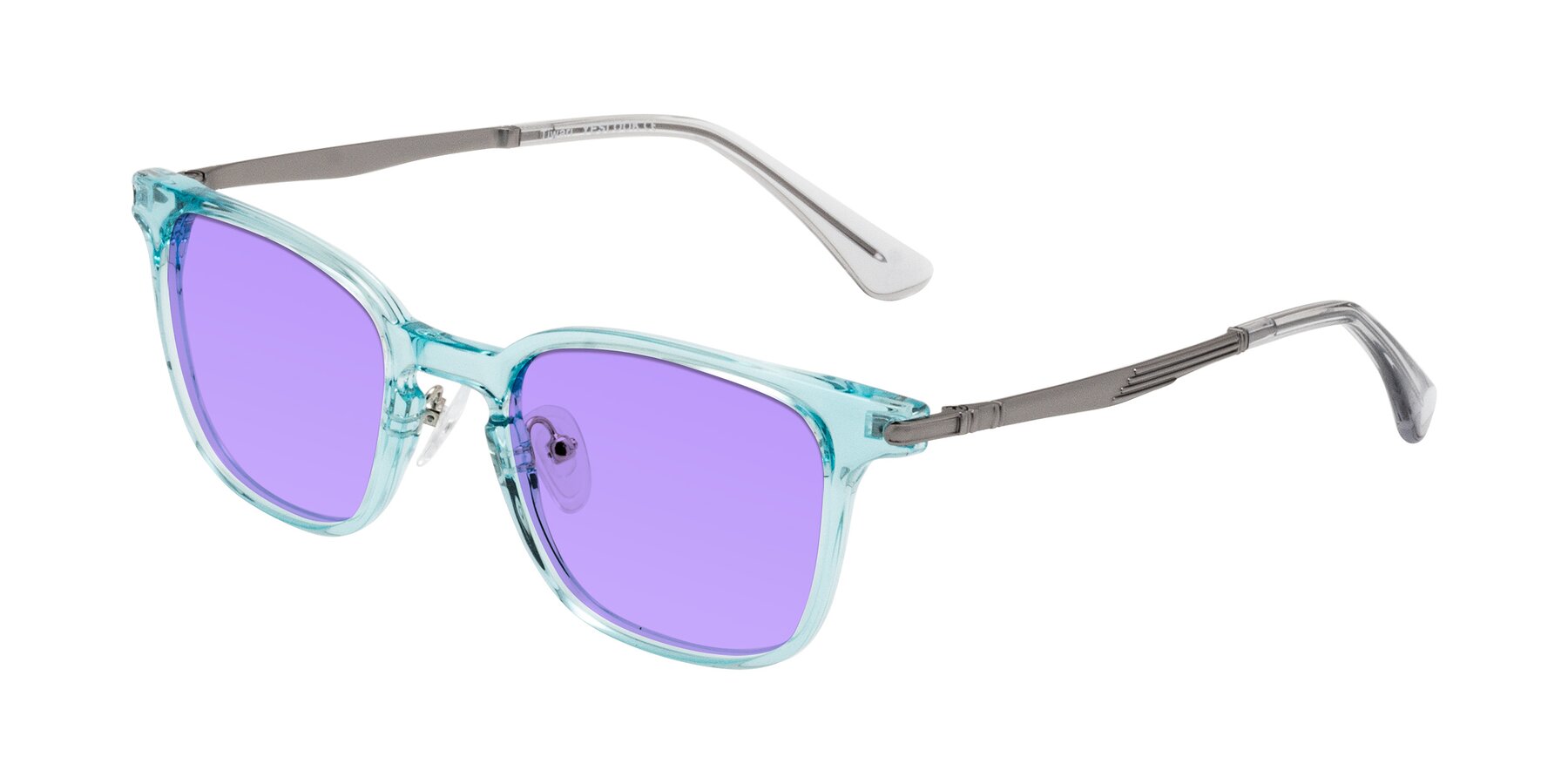 Angle of Tiwari in Clear Blue/Silver with Medium Purple Tinted Lenses