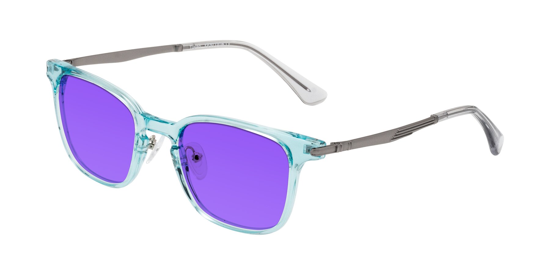 Angle of Tiwari in Clear Blue/Silver with Purple Tinted Lenses