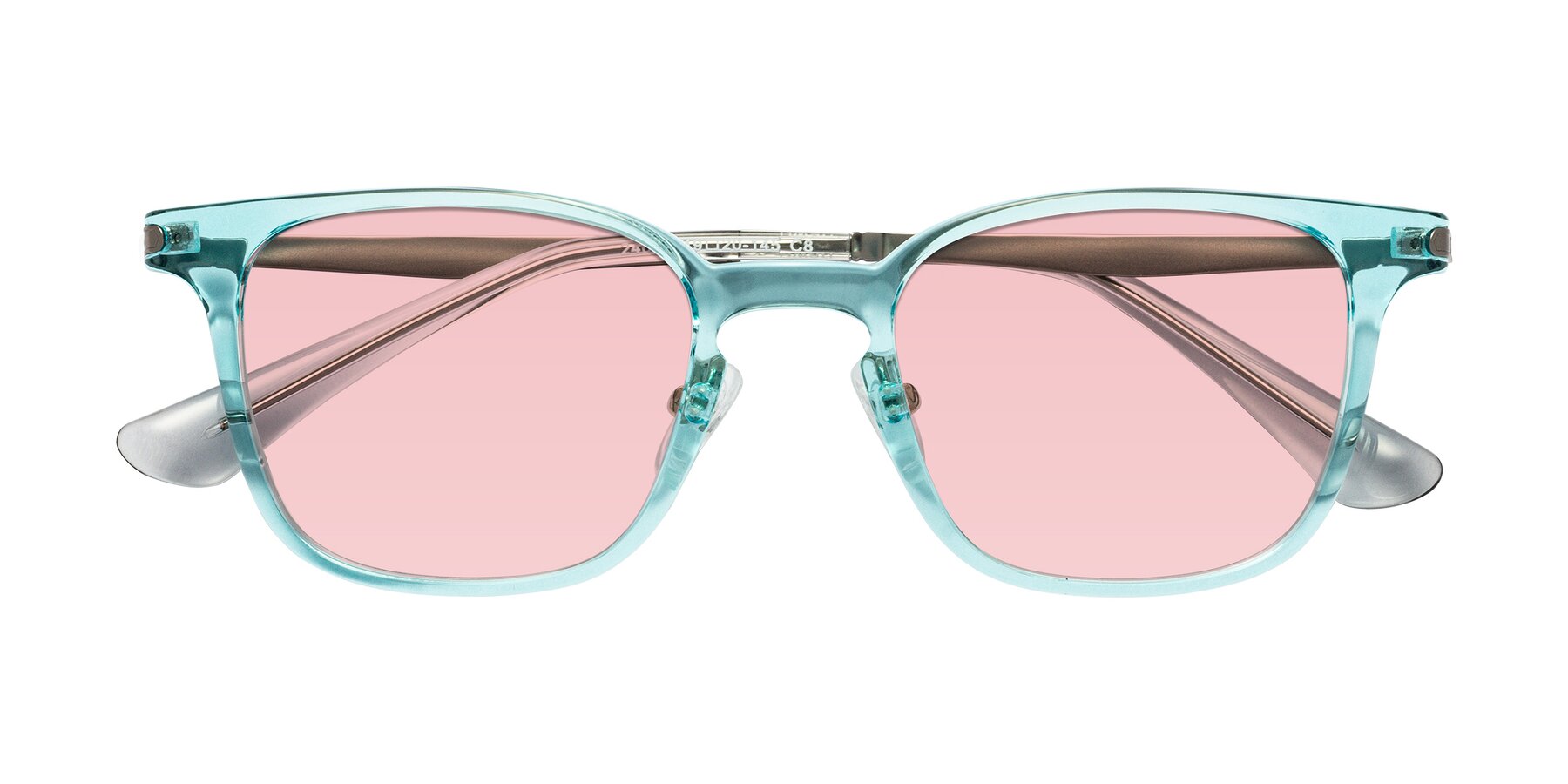 Folded Front of Tiwari in Clear Blue/Silver with Light Garnet Tinted Lenses