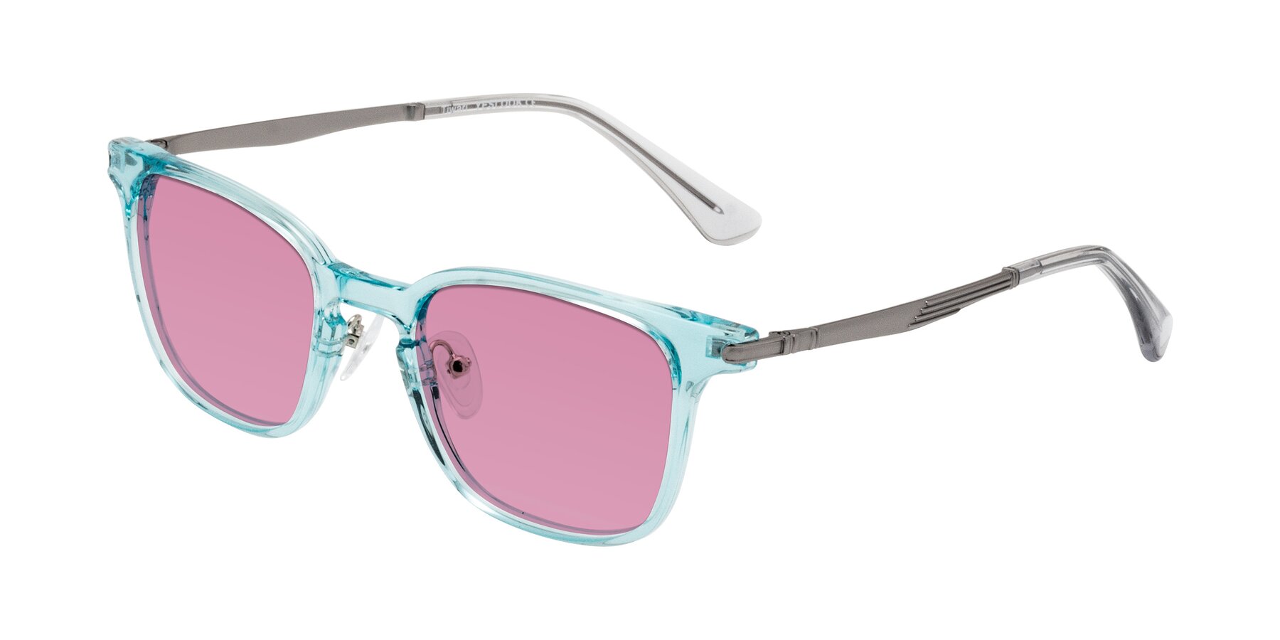 Angle of Tiwari in Clear Blue/Silver with Medium Wine Tinted Lenses