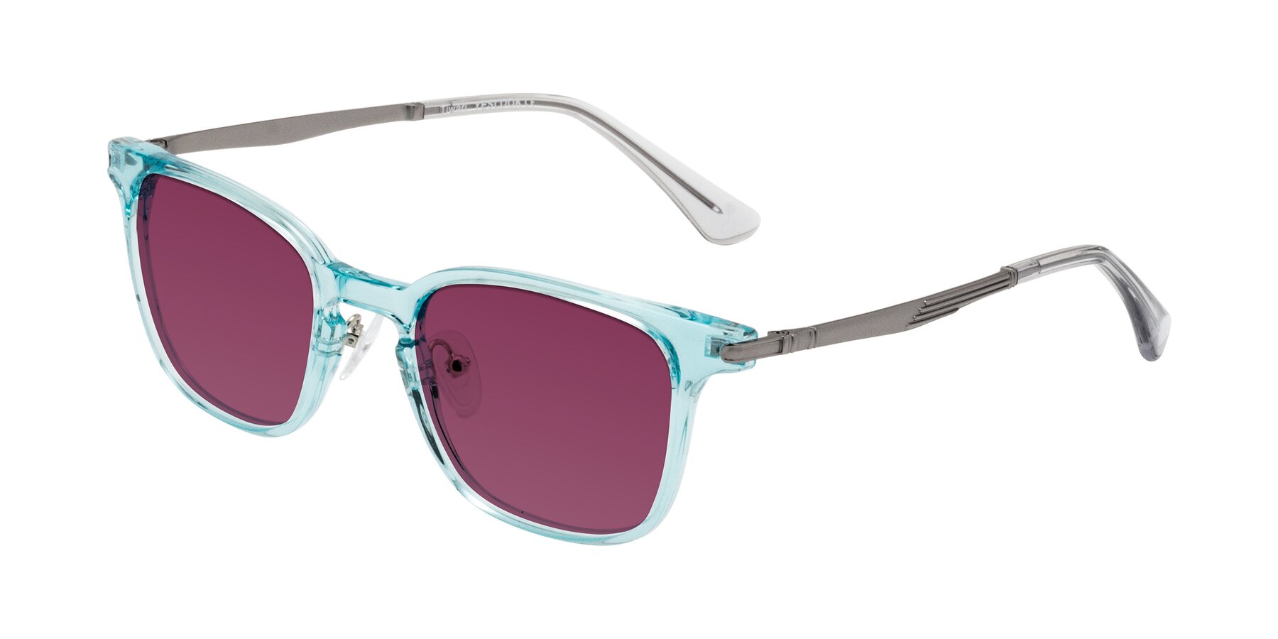 Angle of Tiwari in Clear Blue/Silver with Wine Tinted Lenses
