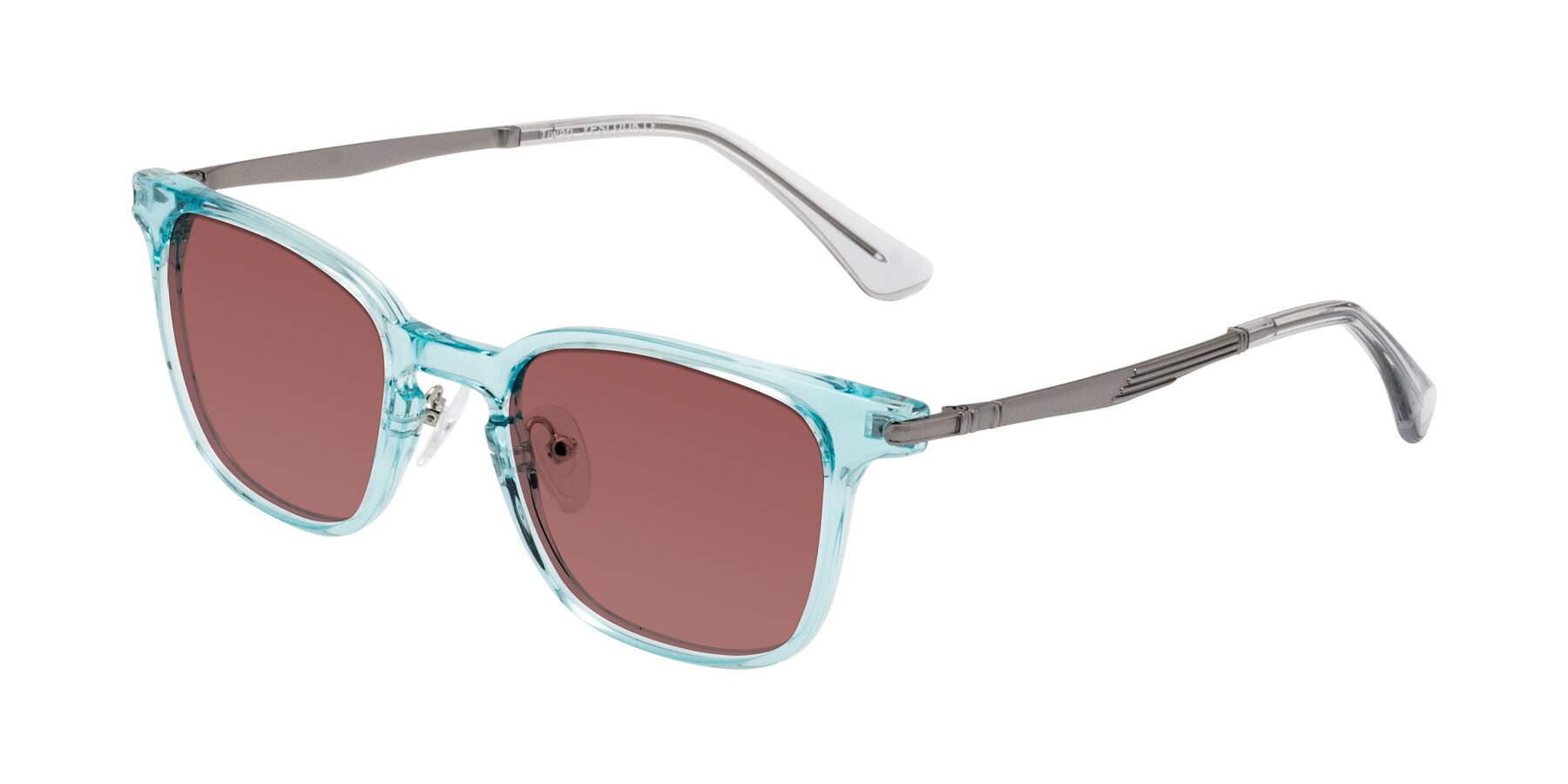 Angle of Tiwari in Clear Blue/Silver with Garnet Tinted Lenses