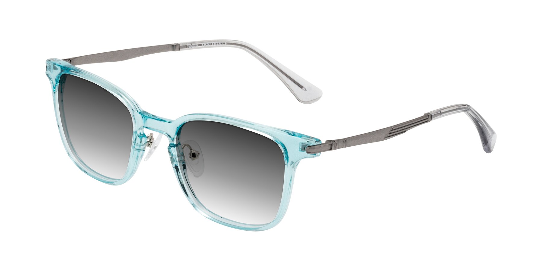 Angle of Tiwari in Clear Blue/Silver with Gray Gradient Lenses