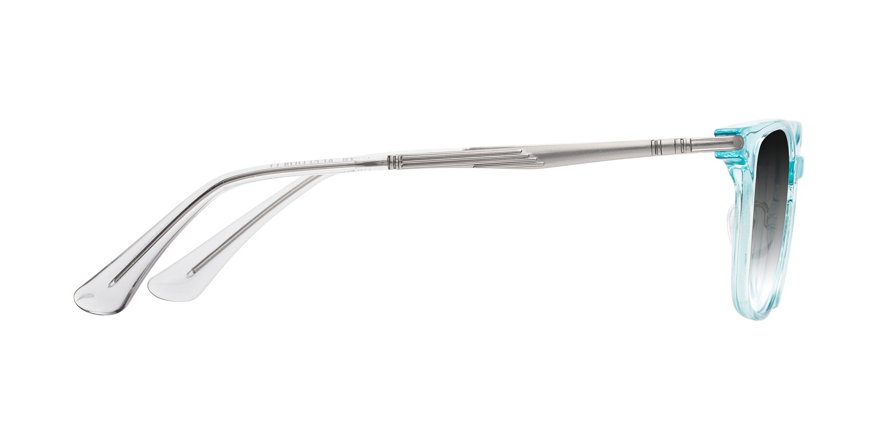 Side of Tiwari in Clear Blue/Silver with Gray Gradient Lenses