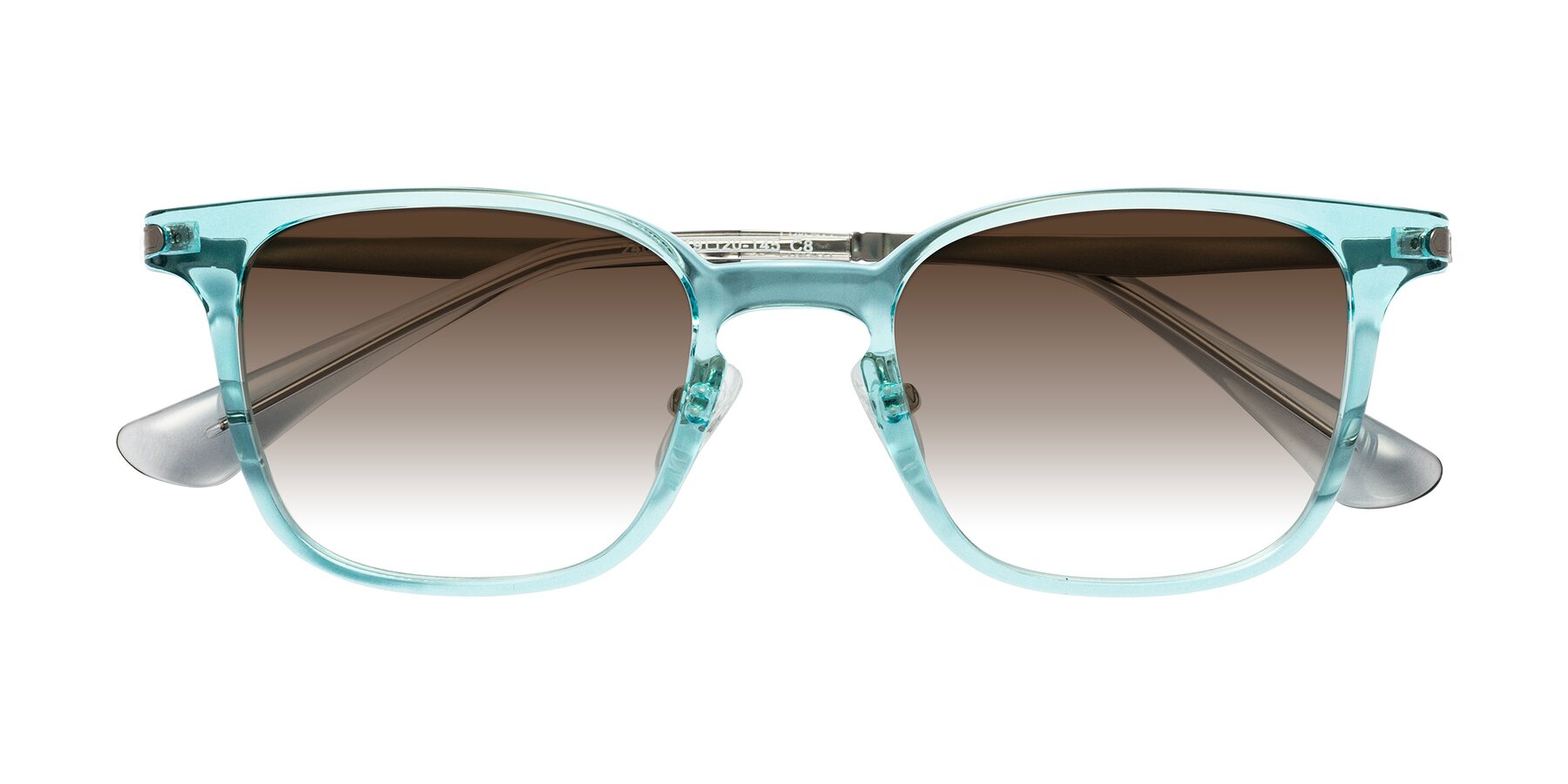 Folded Front of Tiwari in Clear Blue/Silver with Brown Gradient Lenses