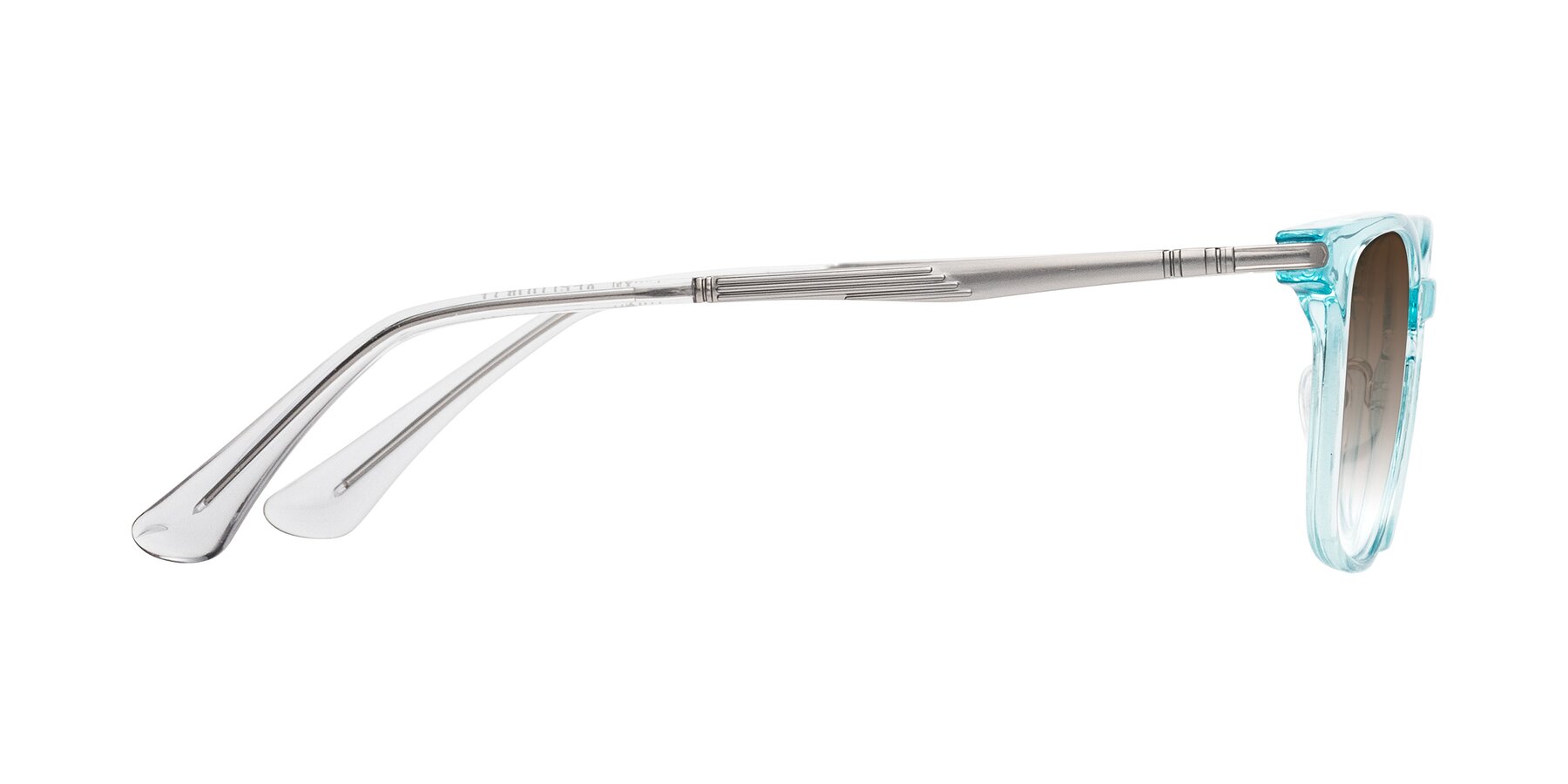 Side of Tiwari in Clear Blue/Silver with Brown Gradient Lenses
