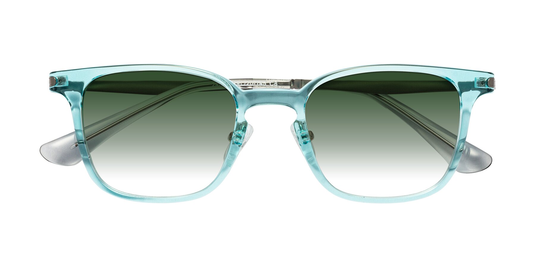 Folded Front of Tiwari in Clear Blue/Silver with Green Gradient Lenses