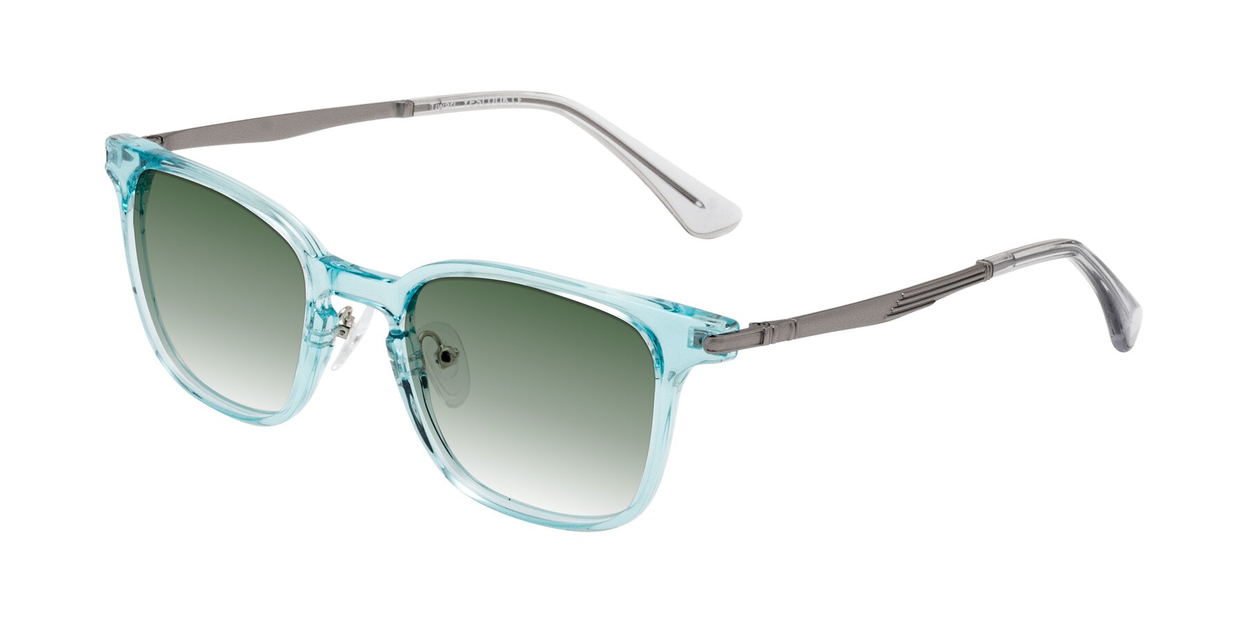 Angle of Tiwari in Clear Blue/Silver with Green Gradient Lenses