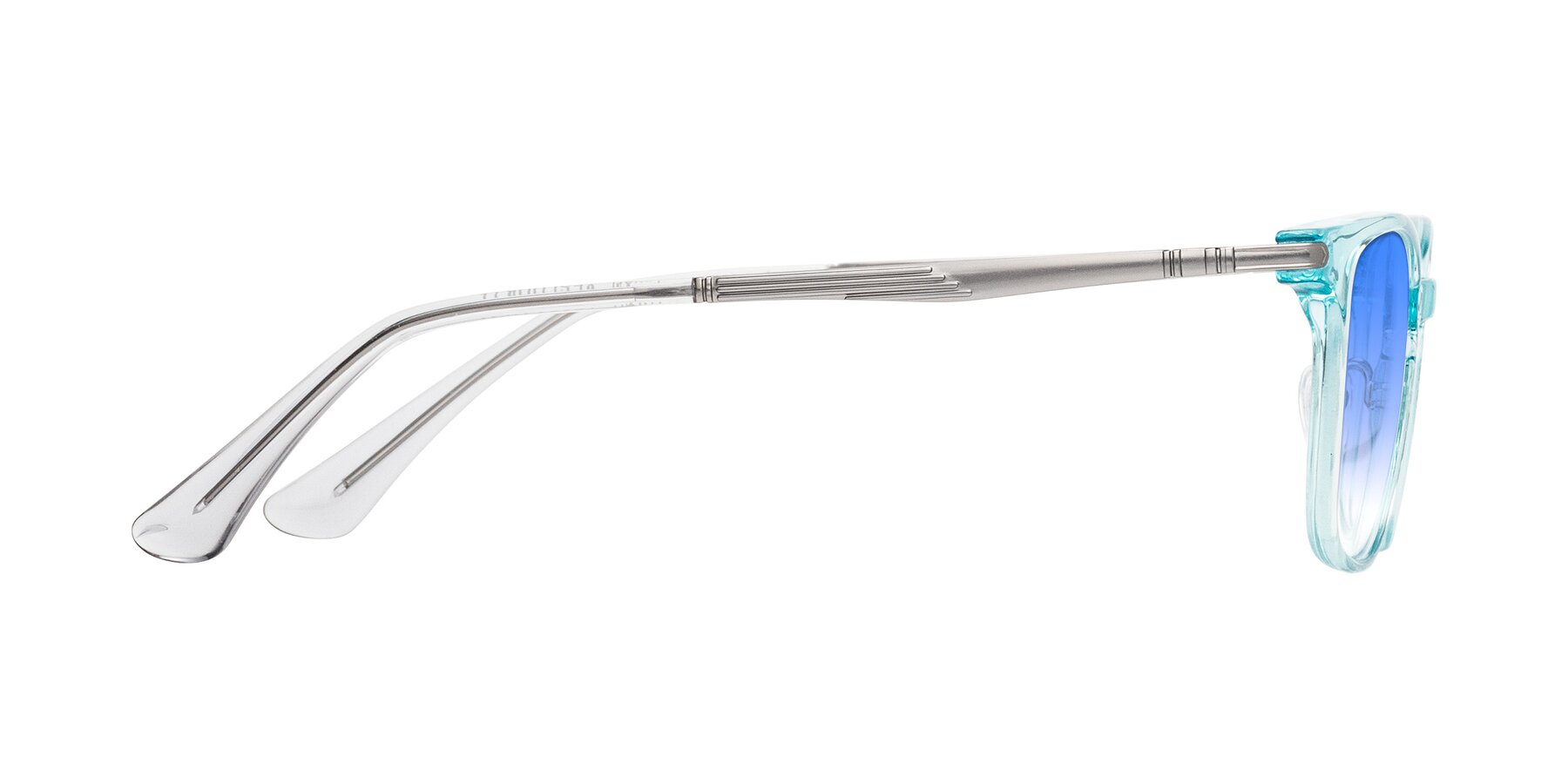 Side of Tiwari in Clear Blue/Silver with Blue Gradient Lenses