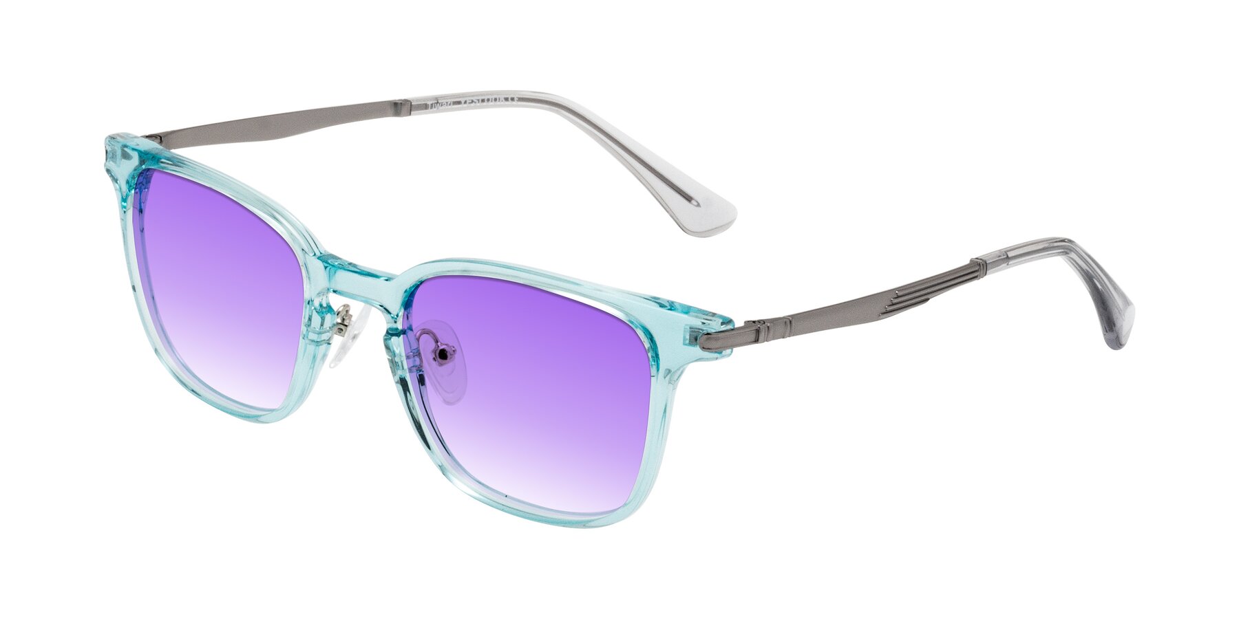 Angle of Tiwari in Clear Blue/Silver with Purple Gradient Lenses