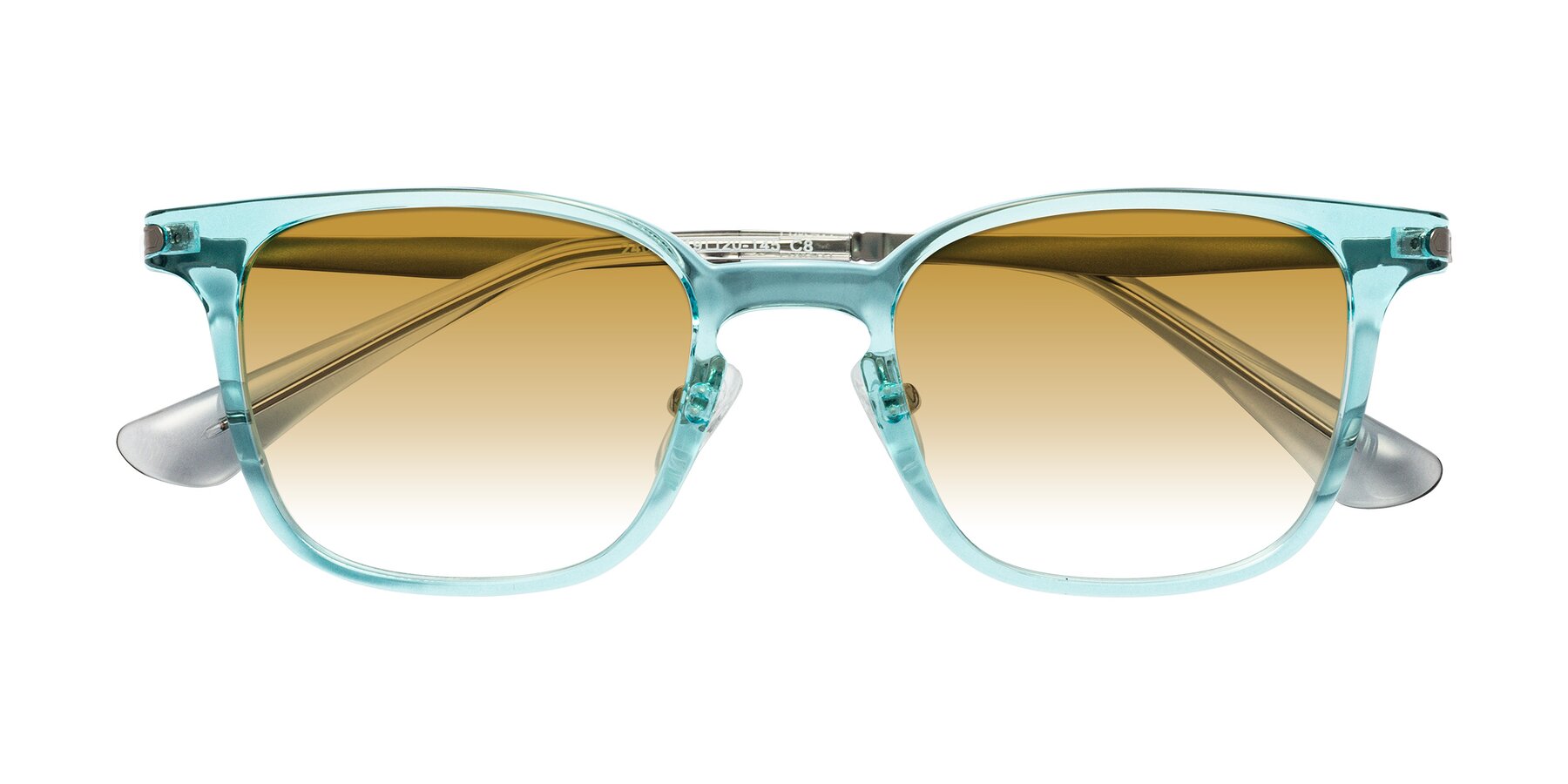 Folded Front of Tiwari in Clear Blue/Silver with Champagne Gradient Lenses