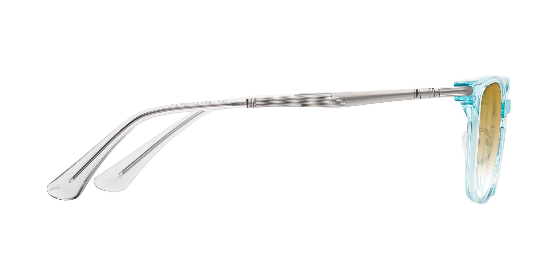 Side of Tiwari in Clear Blue/Silver with Champagne Gradient Lenses