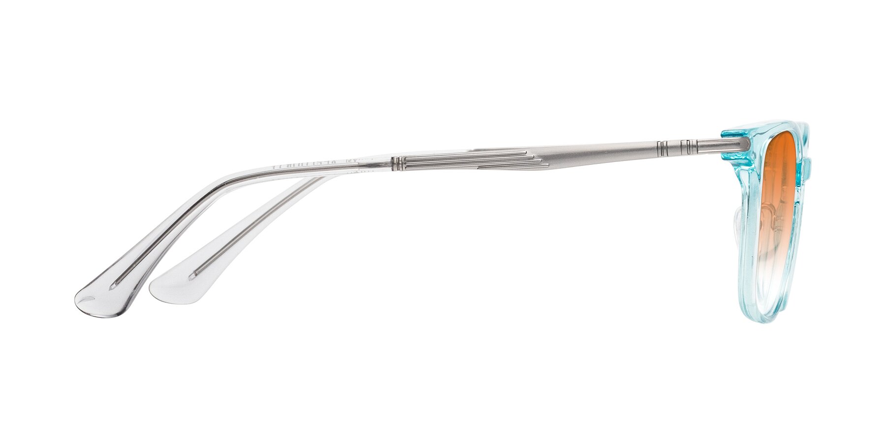 Side of Tiwari in Clear Blue/Silver with Orange Gradient Lenses