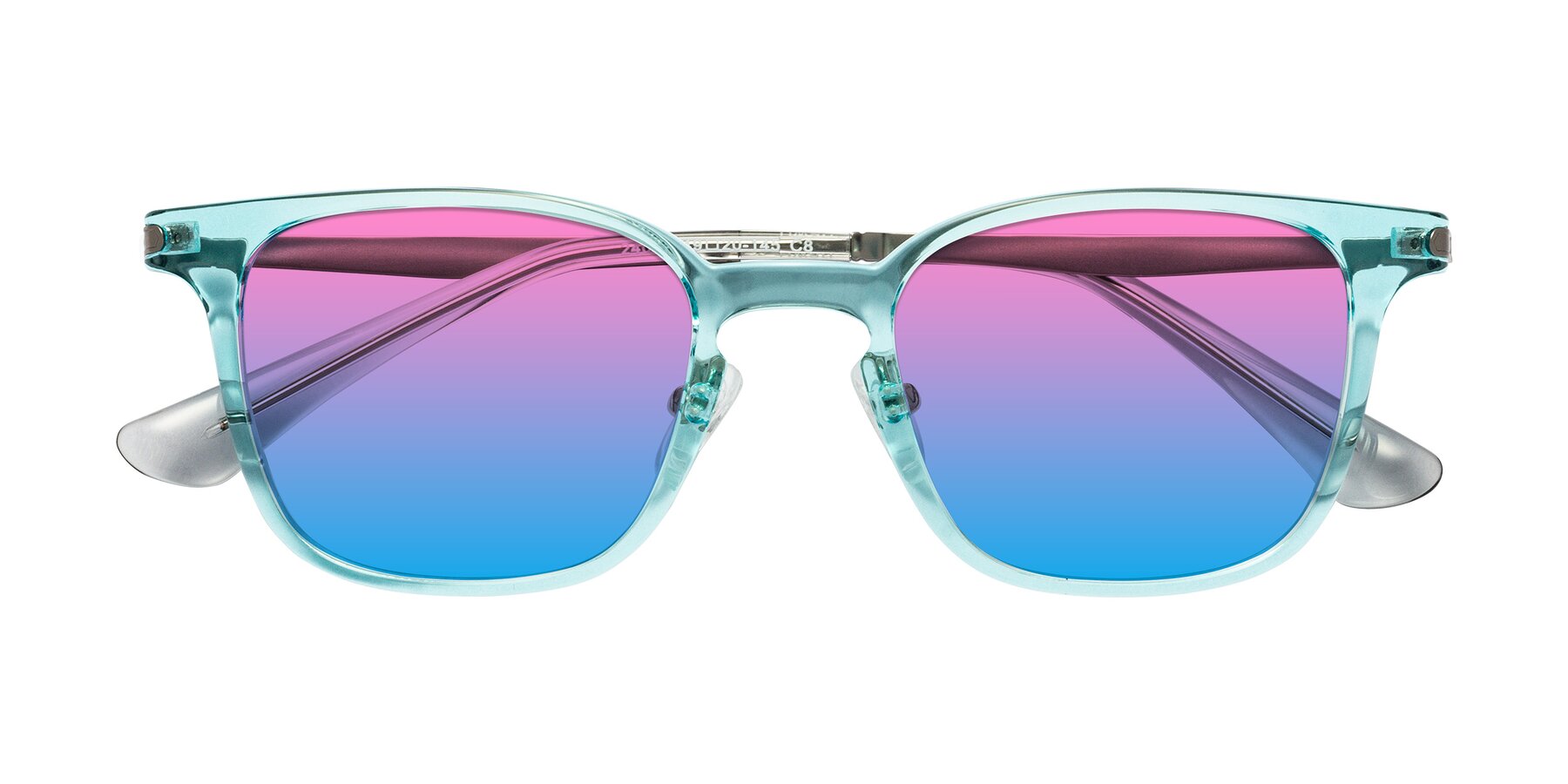 Folded Front of Tiwari in Clear Blue/Silver with Pink / Blue Gradient Lenses