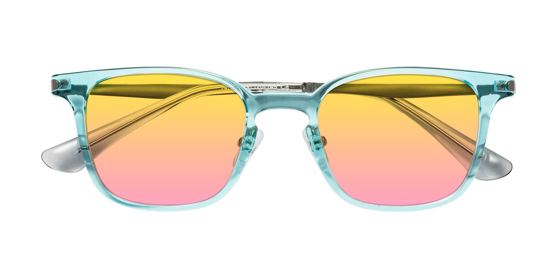 Folded Front of Tiwari in Clear Blue/Silver with Yellow / Pink Gradient Lenses