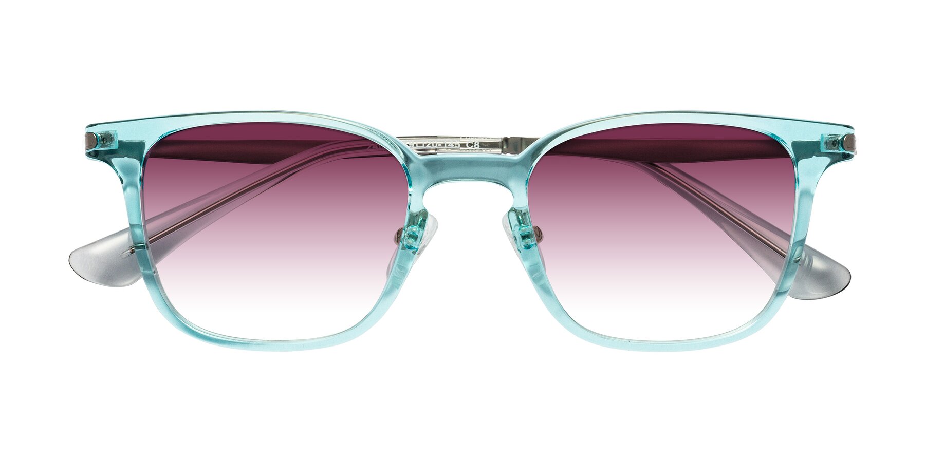 Folded Front of Tiwari in Clear Blue/Silver with Wine Gradient Lenses