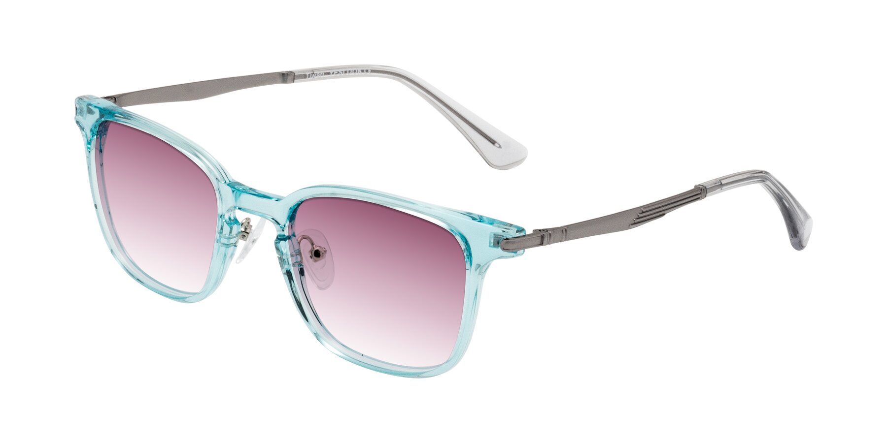 Angle of Tiwari in Clear Blue/Silver with Wine Gradient Lenses