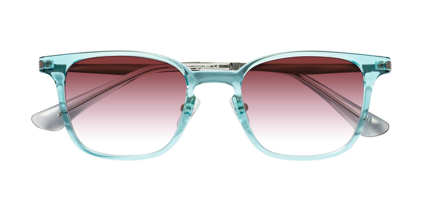 Folded Front of Tiwari in Clear Blue/Silver with Garnet Gradient Lenses