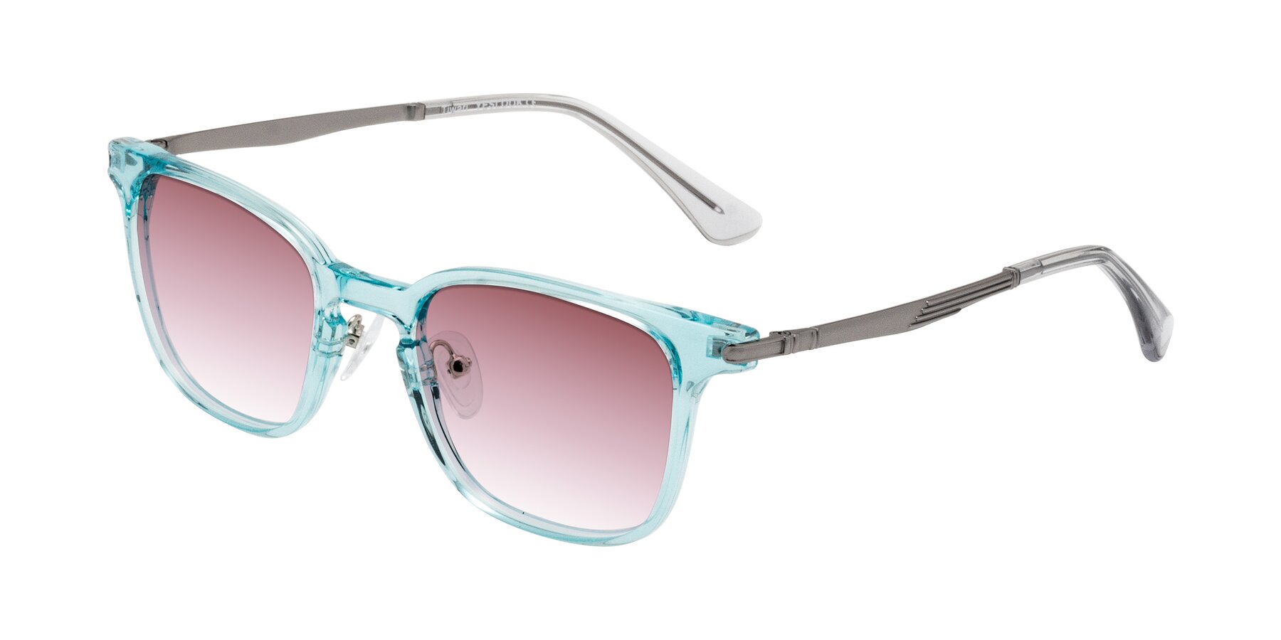 Angle of Tiwari in Clear Blue/Silver with Garnet Gradient Lenses