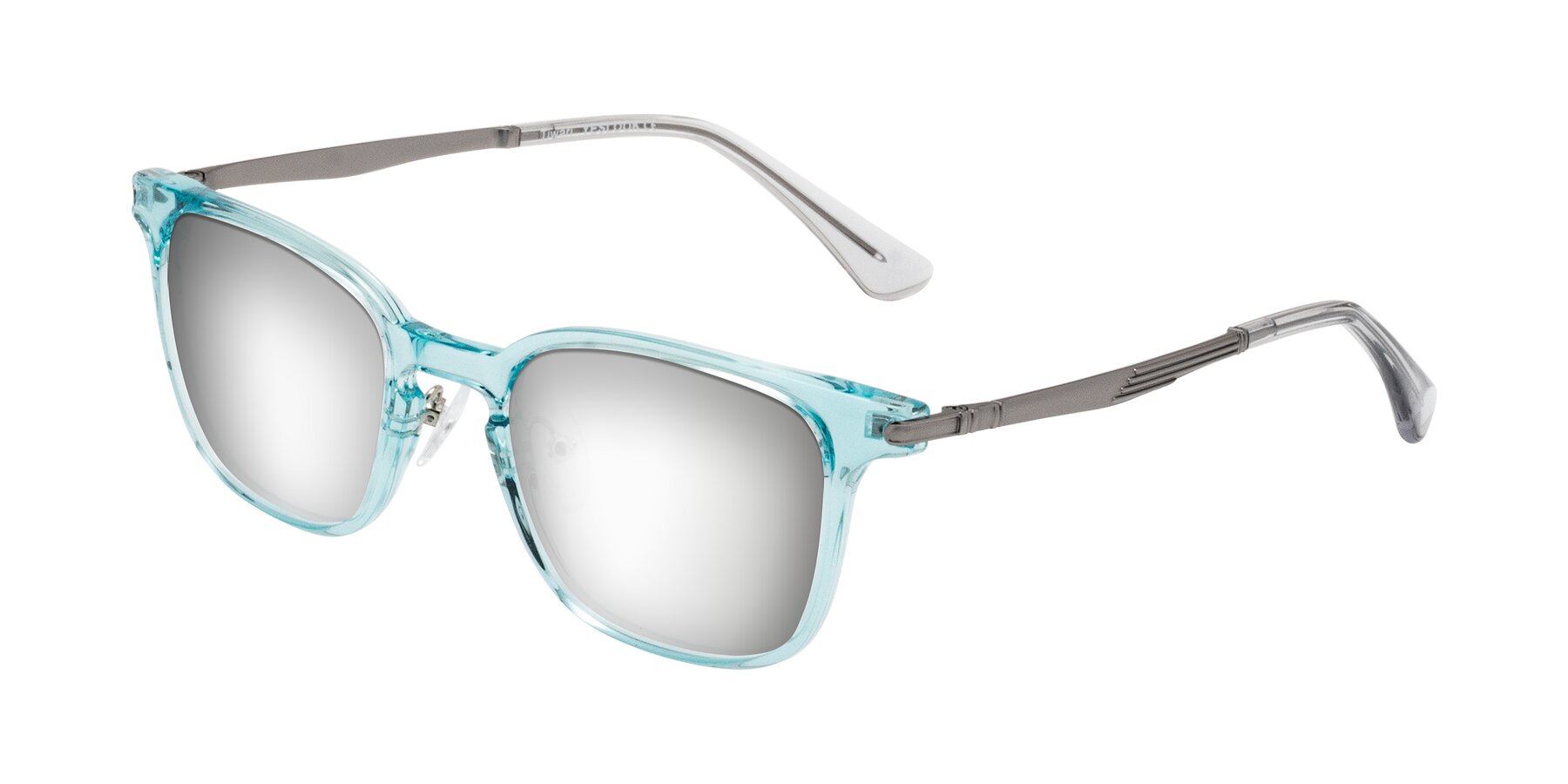 Angle of Tiwari in Clear Blue/Silver with Silver Mirrored Lenses