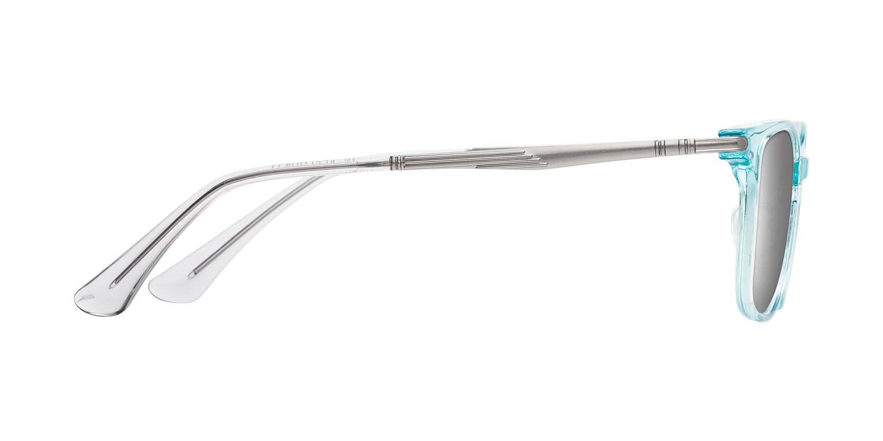 Side of Tiwari in Clear Blue/Silver with Silver Mirrored Lenses