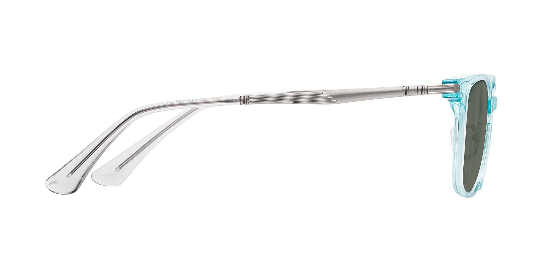 Side of Tiwari in Clear Blue/Silver with Gray Polarized Lenses