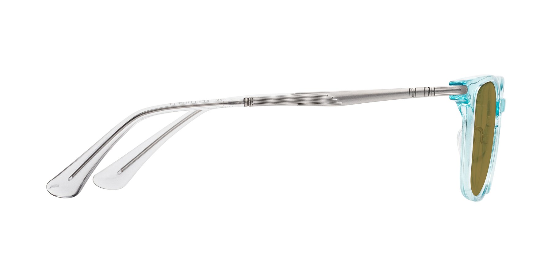 Side of Tiwari in Clear Blue/Silver with Brown Polarized Lenses