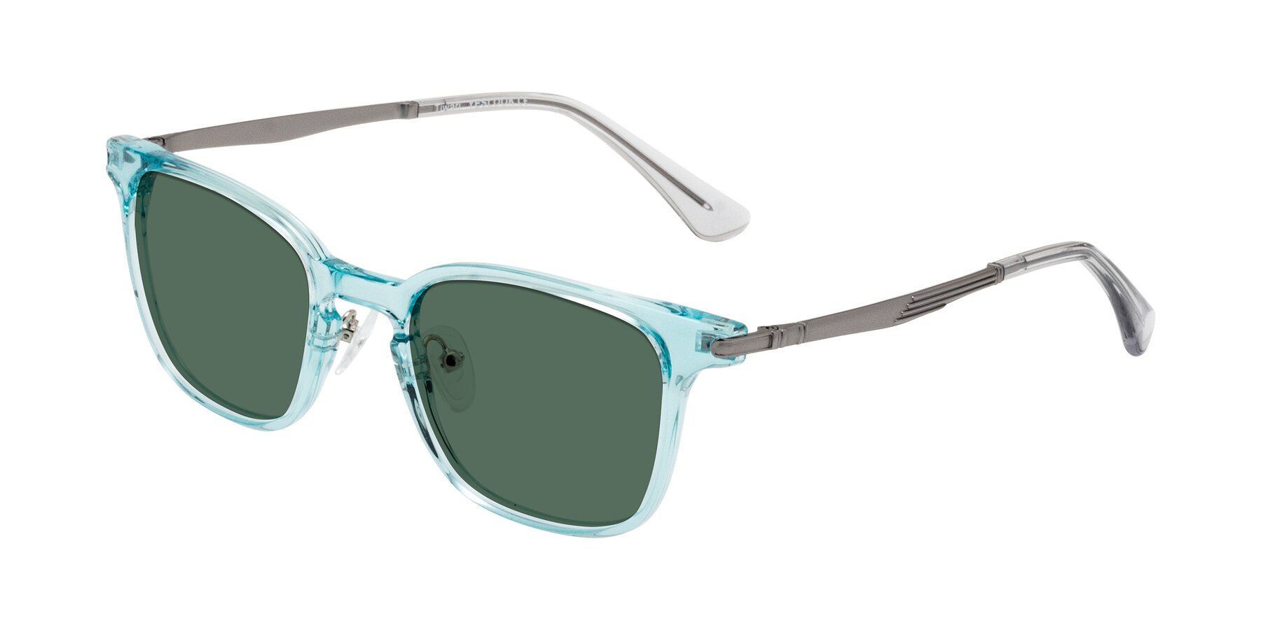 Angle of Tiwari in Clear Blue/Silver with Green Polarized Lenses