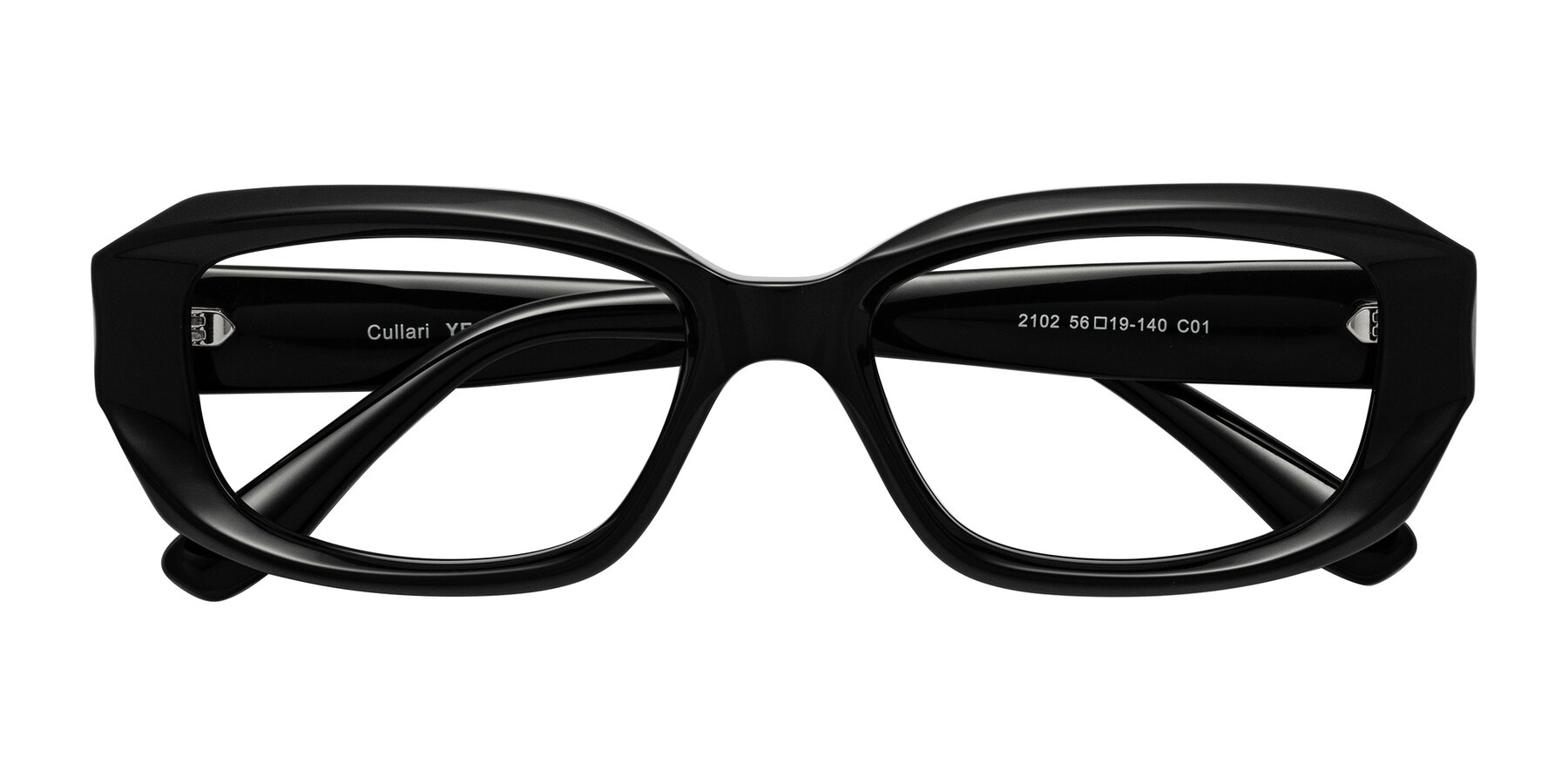 Folded Front of Cullari in Black with Clear Eyeglass Lenses