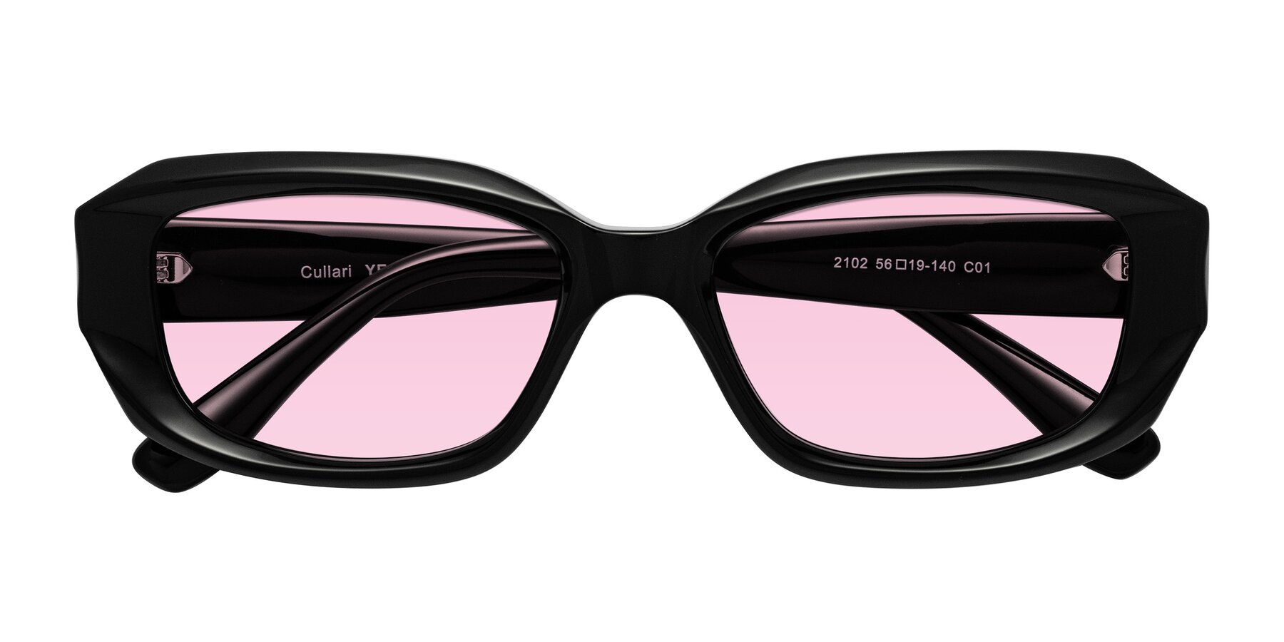 Folded Front of Cullari in Black with Light Pink Tinted Lenses