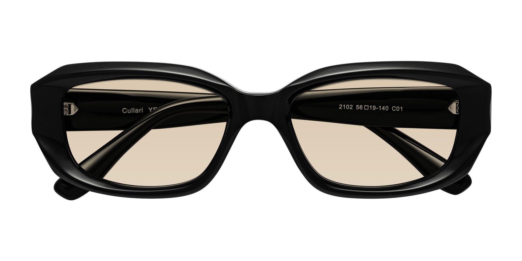 Folded Front of Cullari in Black with Light Brown Tinted Lenses