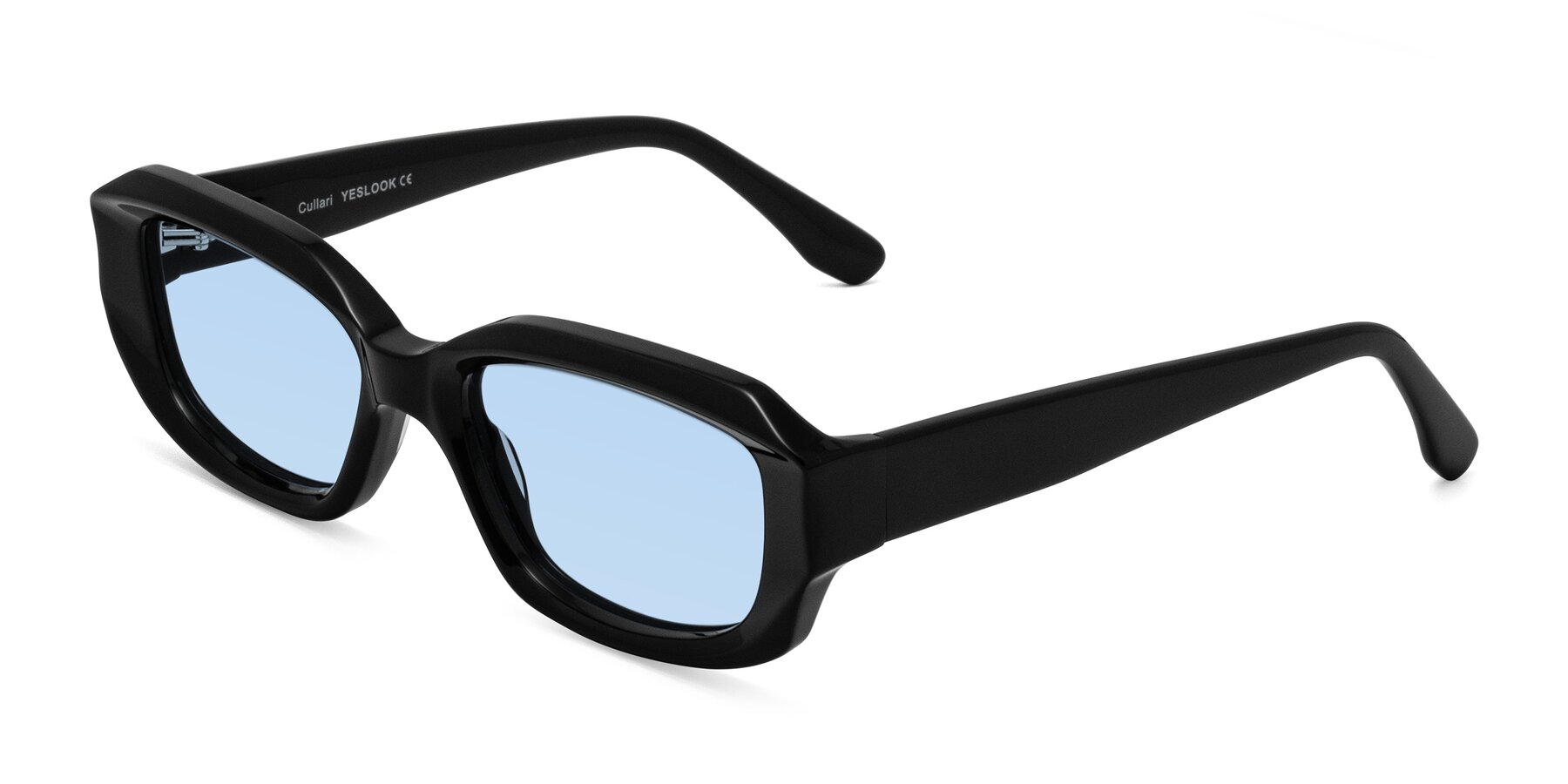 Angle of Cullari in Black with Light Blue Tinted Lenses