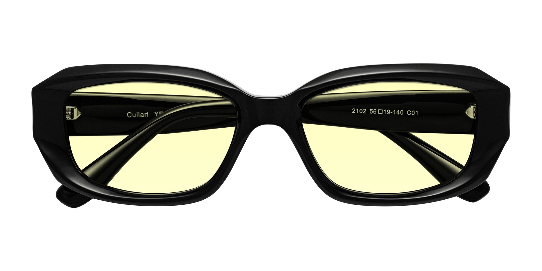 Folded Front of Cullari in Black with Light Yellow Tinted Lenses