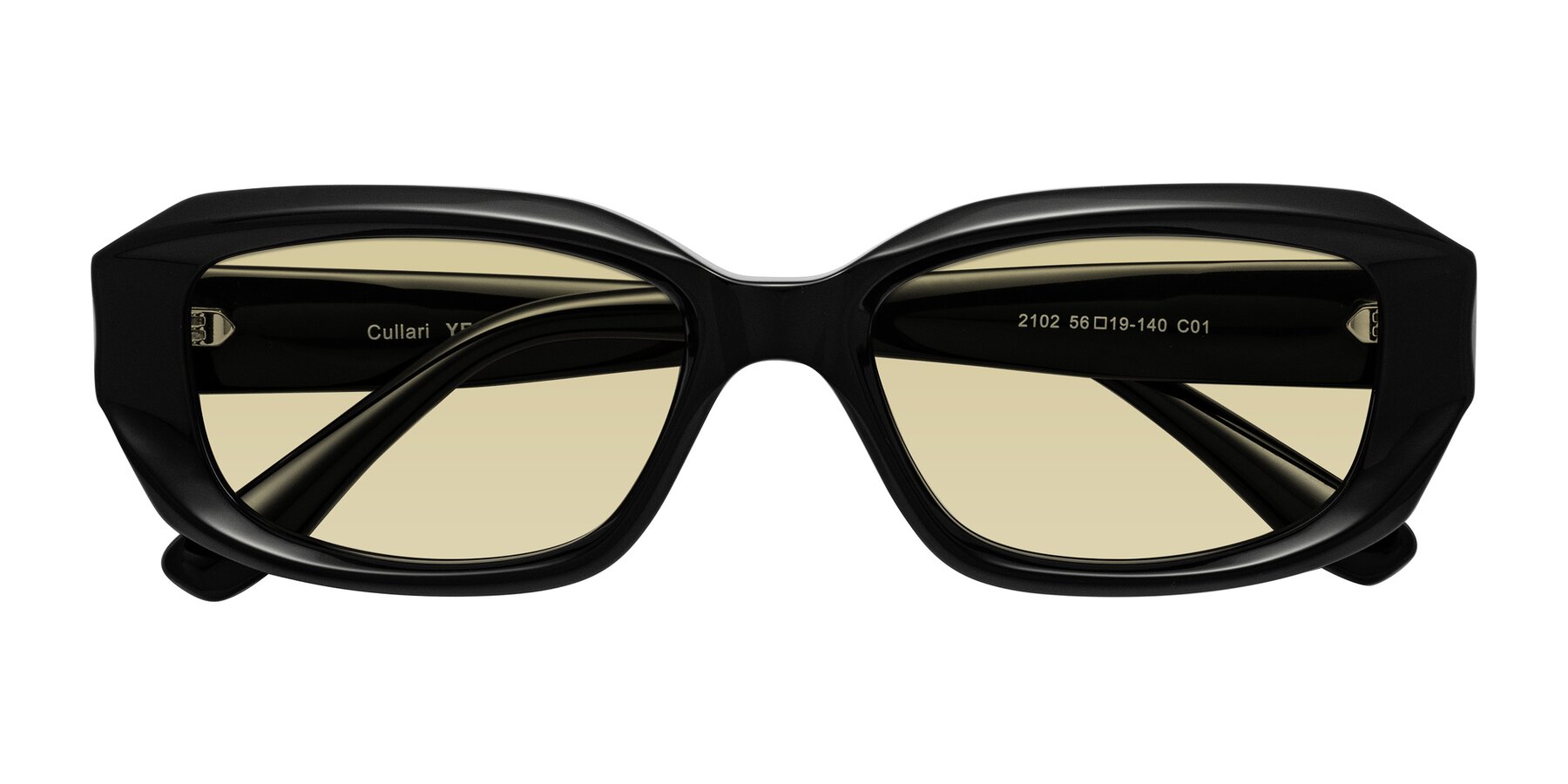 Folded Front of Cullari in Black with Light Champagne Tinted Lenses