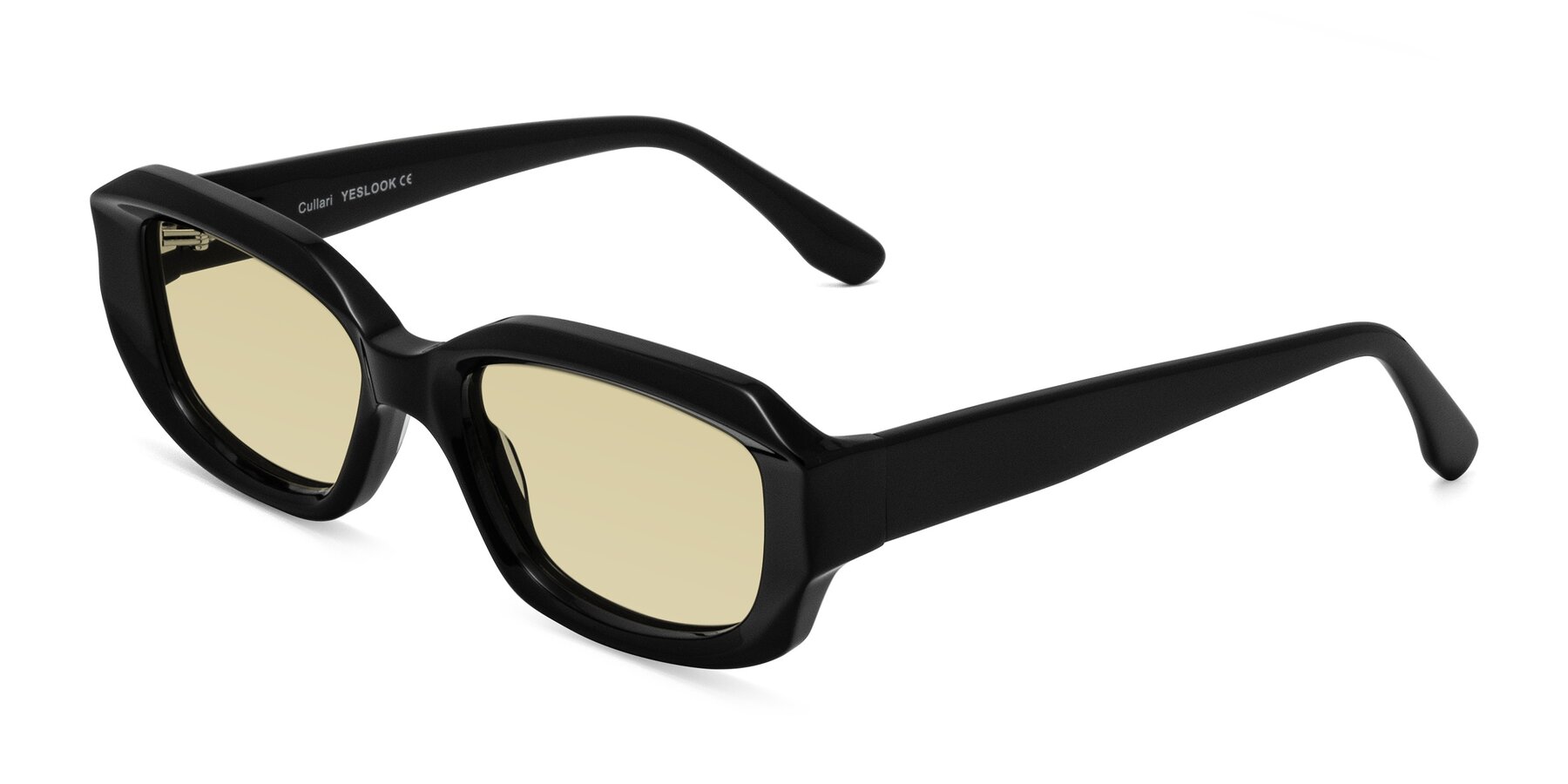 Angle of Cullari in Black with Light Champagne Tinted Lenses