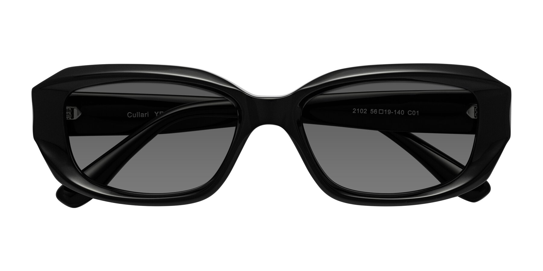 Folded Front of Cullari in Black with Medium Gray Tinted Lenses
