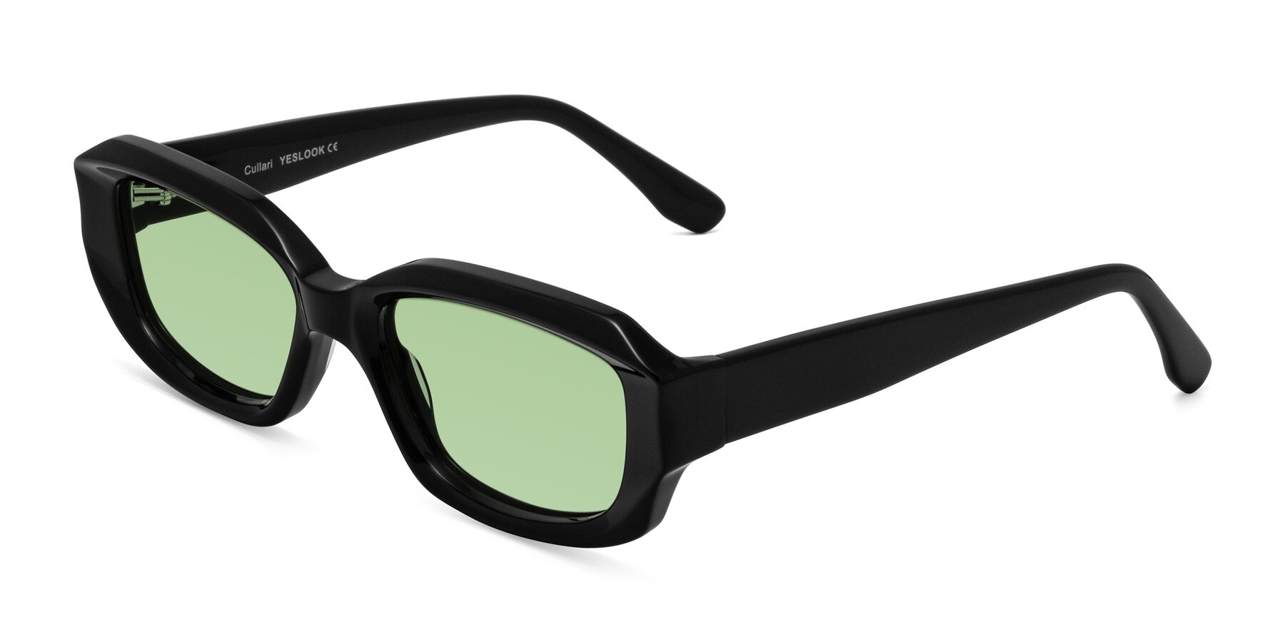 Angle of Cullari in Black with Medium Green Tinted Lenses