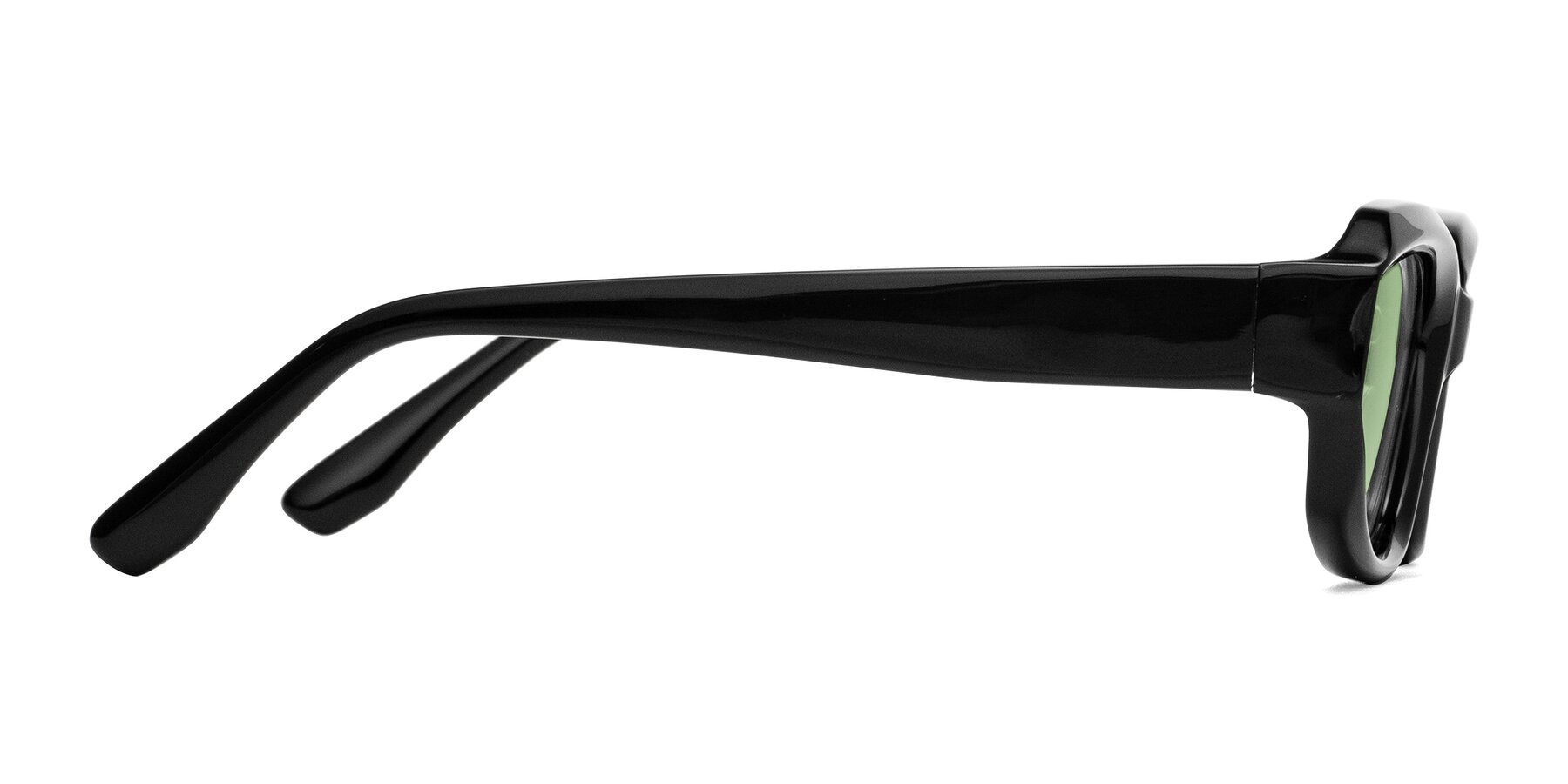 Side of Cullari in Black with Medium Green Tinted Lenses