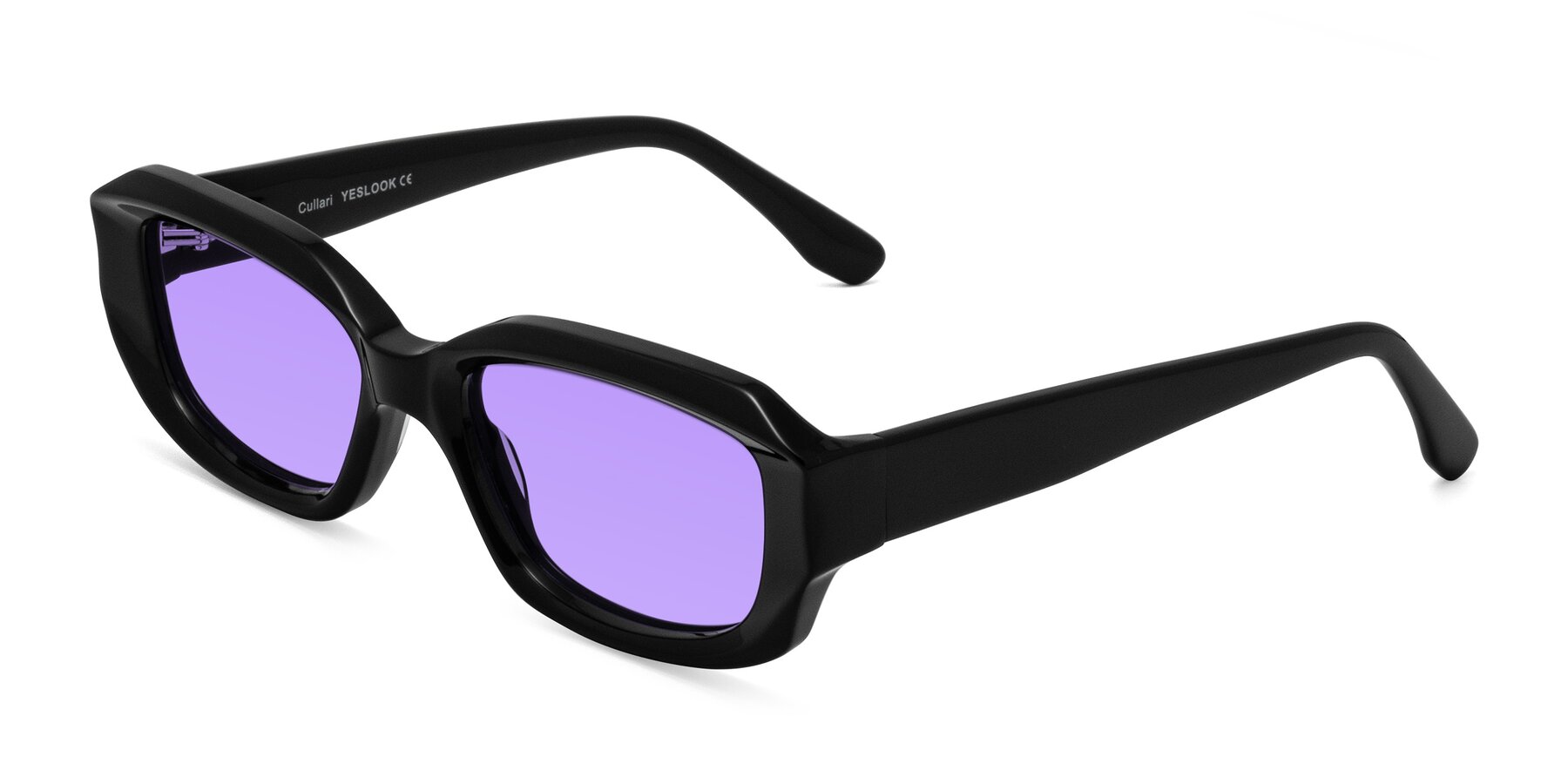 Angle of Cullari in Black with Medium Purple Tinted Lenses