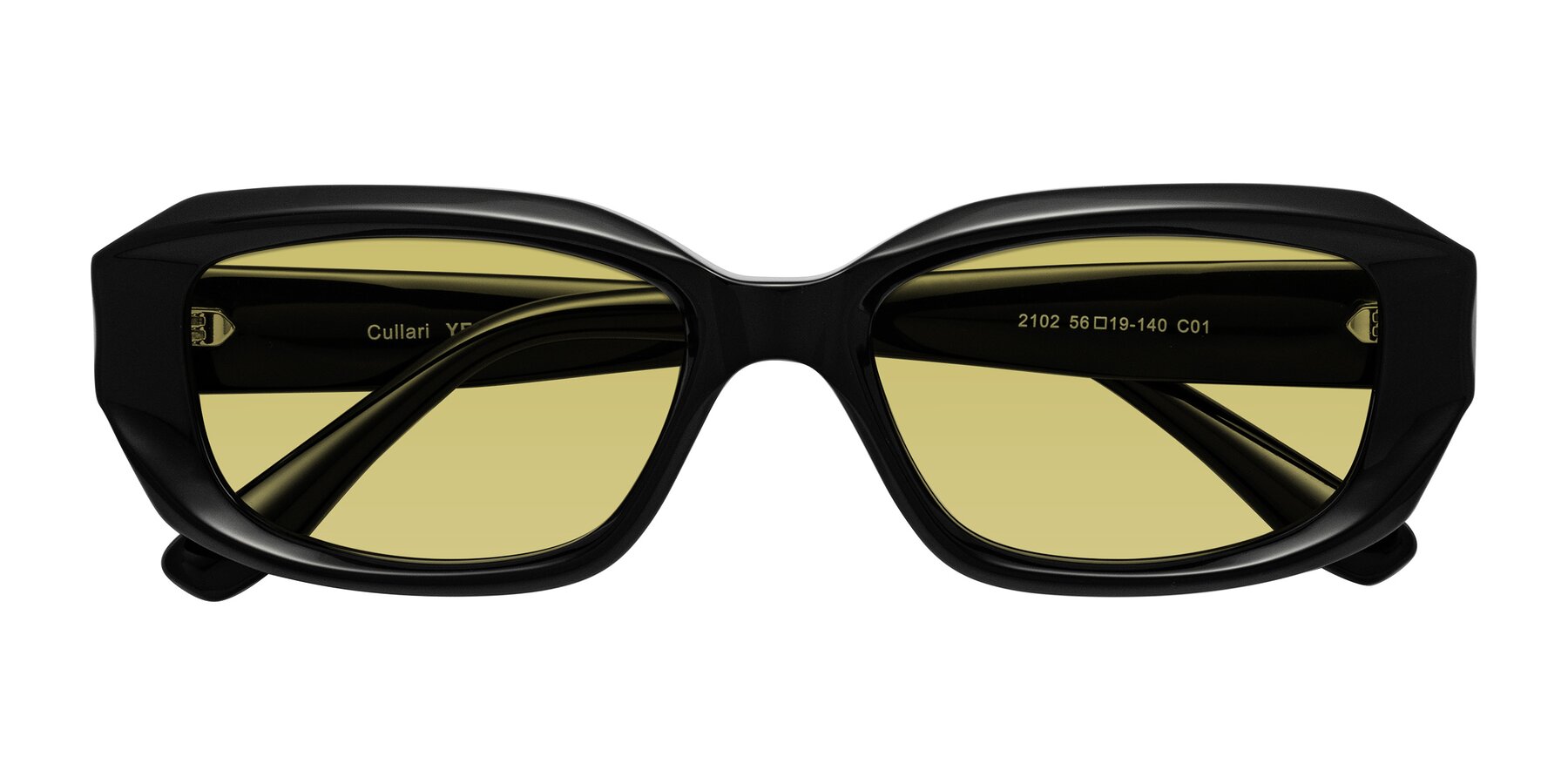 Folded Front of Cullari in Black with Medium Champagne Tinted Lenses