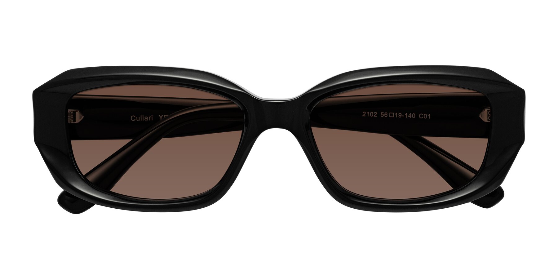 Folded Front of Cullari in Black with Brown Tinted Lenses